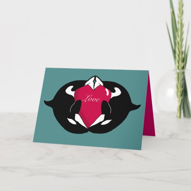 Orca Valentines day Card Kort (Framsida)