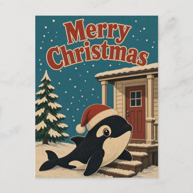 Orca Veranda Steg Djur Jul Vykort (Framsida)
