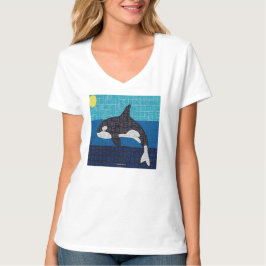 Orca (vit) - Dam T-shirt med V-ringning