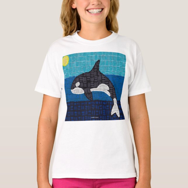 Orca (vit) - Flickans Grundläggande T-Shirt (Framsida)