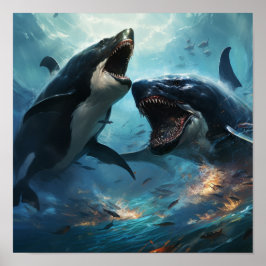 Orca vs Kraken Poster - Epic-slaget vid oceanen G