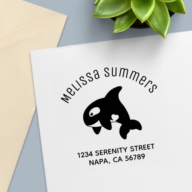 Orca Whale Arch Adress Självfärgande Stämpel (Skapare uppladdad)