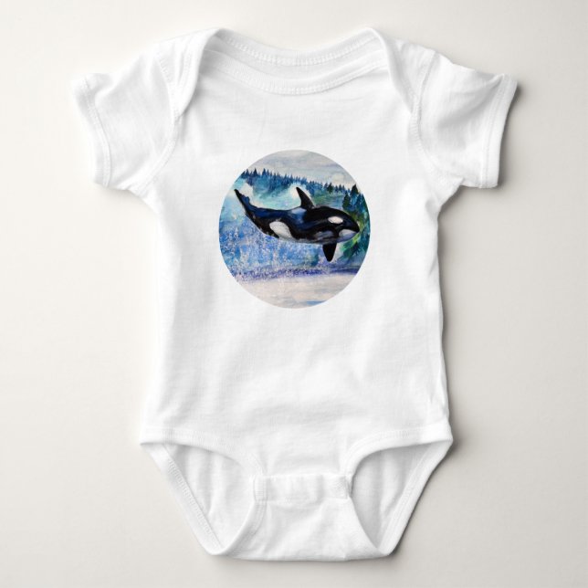 Orca Whale Art Baby Bodydräkt Tröja (Framsida)