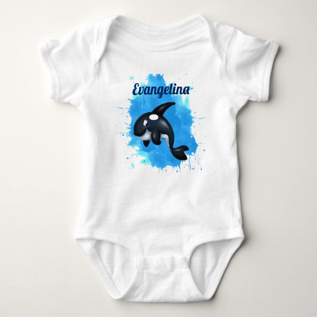 Orca Whale Baby Bodydräkt T Shirt (Framsida)