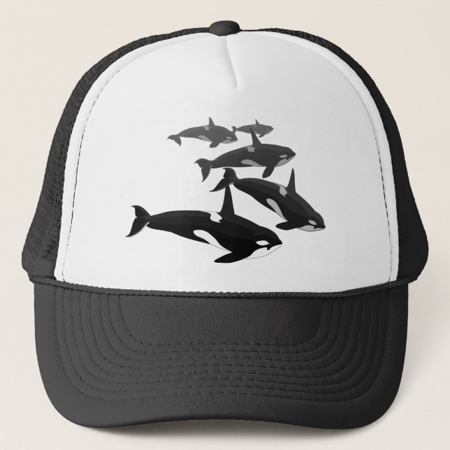 Orca Whale Baseball Cap Killer Whale Hats Truckerkeps (Framsida)