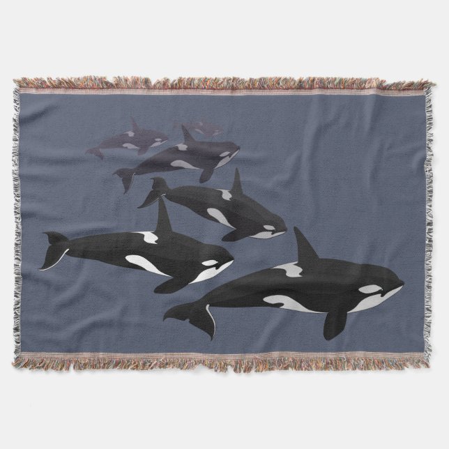 Orca Whale Blanket Killer Whale Art Throw Blankets Mysfilt (Framsidan)