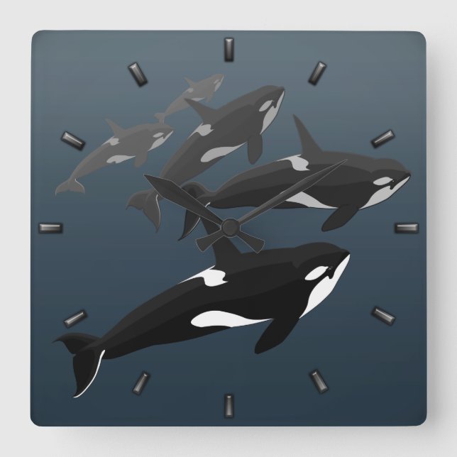 Orca Whale Clock Killer Whale Decor Whale Gifts Fyrkantig Klocka (Framsida)
