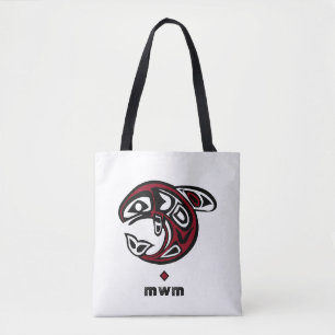Orca Whale Haida Design - Monogram Shoulder Bag Tygkasse