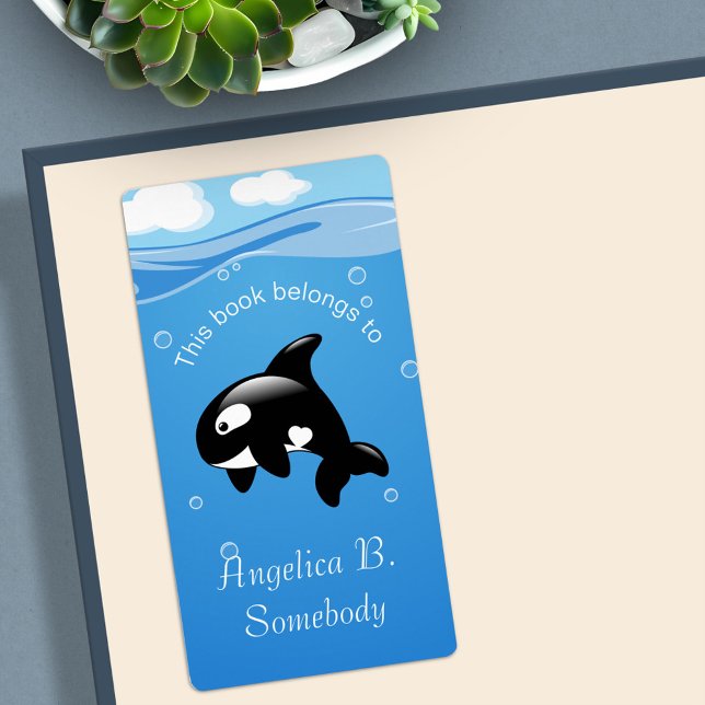 Orca Whale i Ocean Bookplate Fraktsedel (Skapare uppladdad)