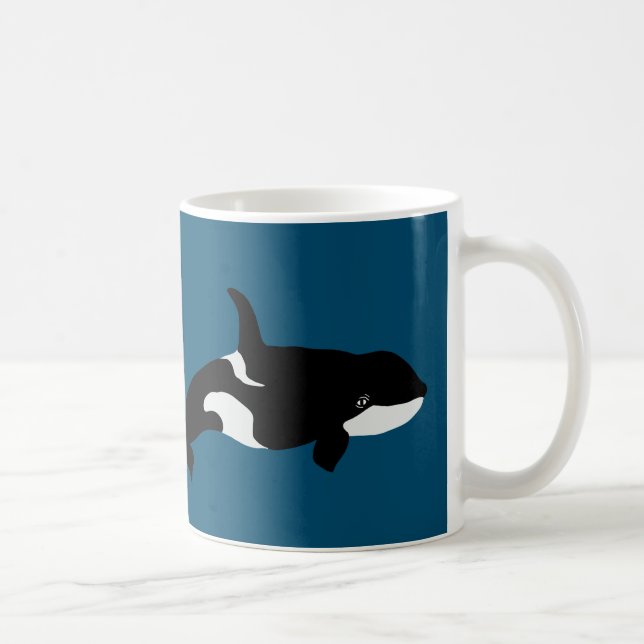 Orca Whale Illustration Cetacea Ocean Blue Kaffemugg (Höger)
