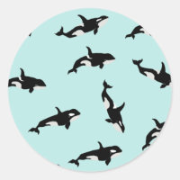 Orca Whale Illustration Pod Mönster Sea Baby blue