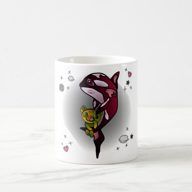 Orca Whale med Nalle i Space Graphic Design Kaffemugg (Center)