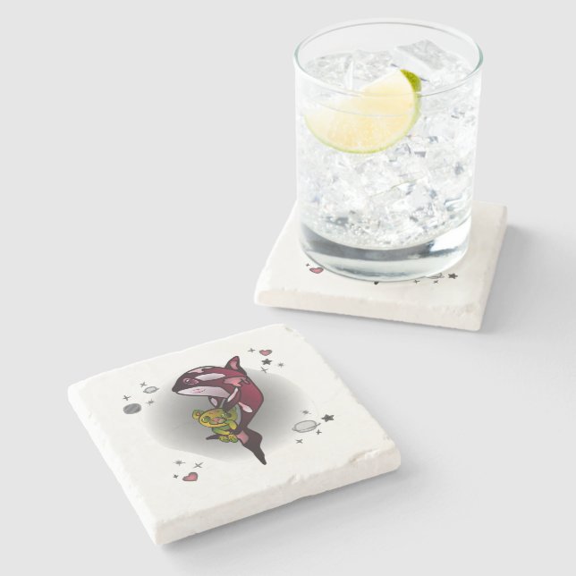 Orca Whale med Nalle i Space Graphic Design Stenunderlägg (Sidan)