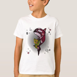 Orca Whale med Nalle i Space Graphic Design T Shirt