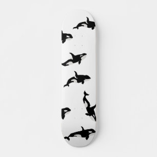 Orca Whale Pod Mönster Ocean White Mini Skateboard Bräda 18,5 Cm