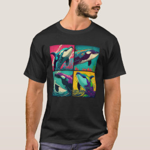 Orca Whale Pop Illustration Färgmässiga djur Kvinn T Shirt