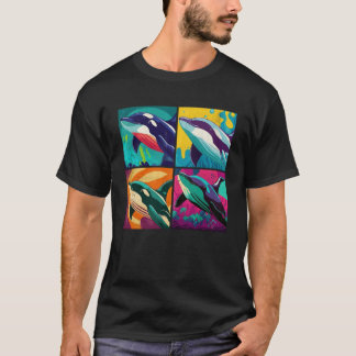 Orca Whale Pop Illustration Färgmässiga djur Kvinn T Shirt