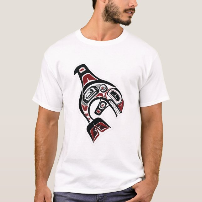 Orca Whale Salish design Pacific Northwest native T Shirt (Framsida)