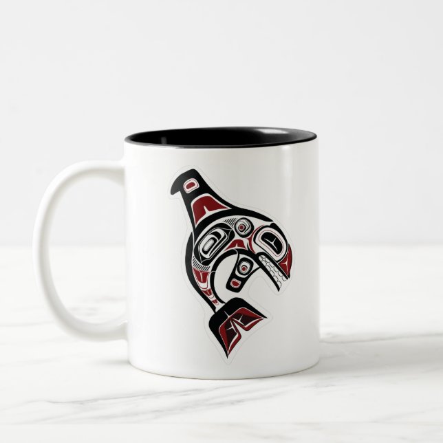 Orca Whale Salish design Pacific Northwest native Två-Tonad Mugg (Vänster)
