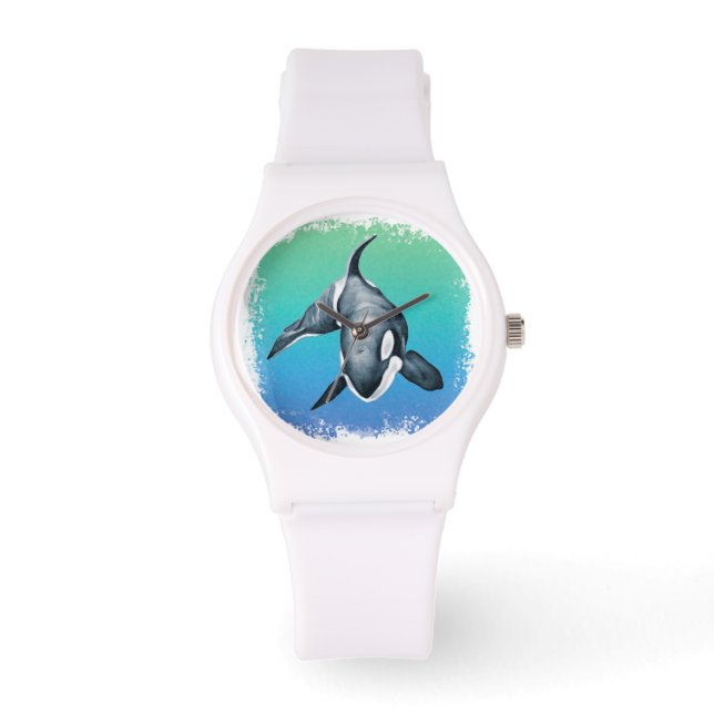 Orca Whale Teal crystal Armbandsur (Framsida)