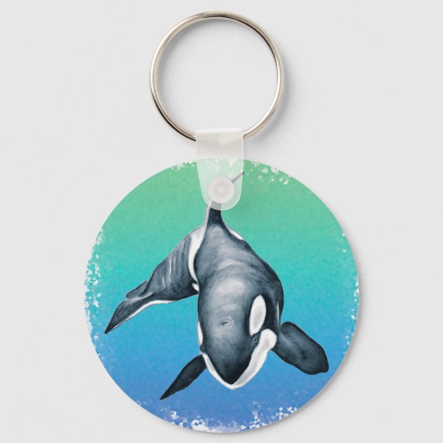 Orca Whale Teal crystal Nyckelring (Framsida)