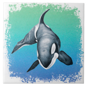 Orca Whale Teal kristallina Kakelplatta