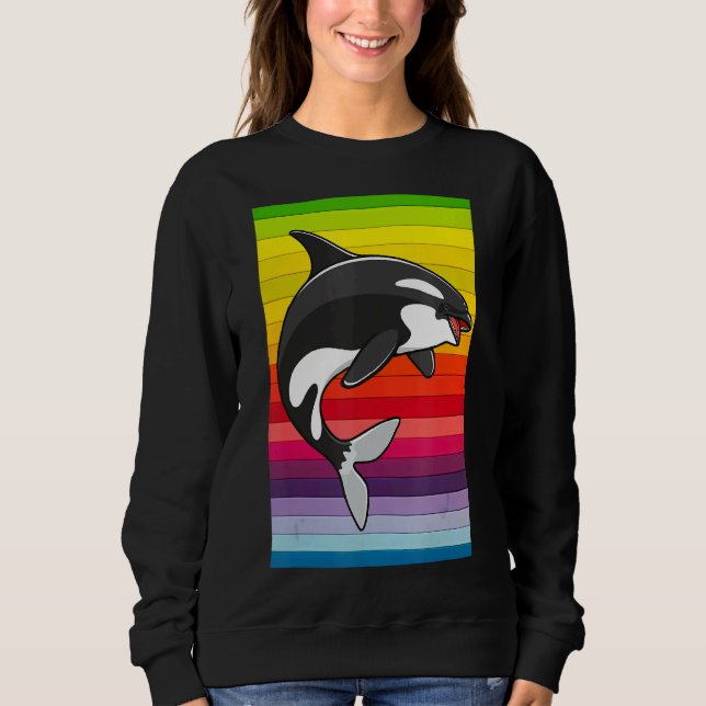 Orca Whale Vintage 80s Retro T Shirt (Framsida)