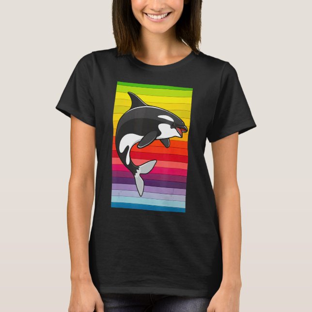 Orca Whale Vintage 80s Retro T Shirt (Framsida)