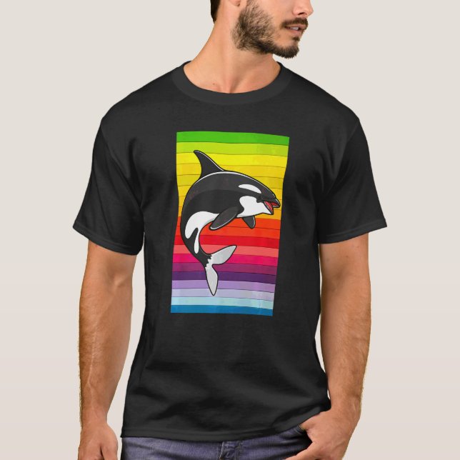 Orca Whale Vintage 80s Retro T Shirt (Framsida)