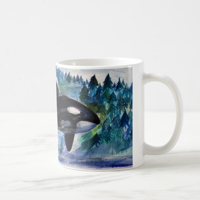 Orca Whale Watercolor Art Mugg (Höger)