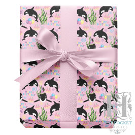 Orca Whale Wrapping Paper in Pink Presentpapper