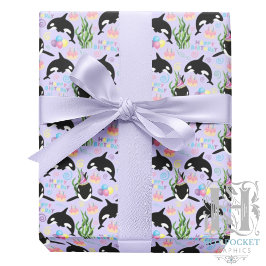 Orca Whale Wrapping Paper in Purple Presentpapper