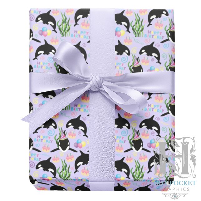 Orca Whale Wrapping Paper in Purple Presentpapper (Skapare uppladdad)