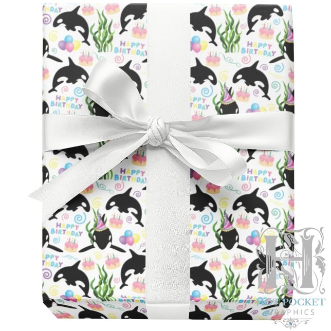 Orca Whale Wrapping Paper in White Presentpapper (Skapare uppladdad)