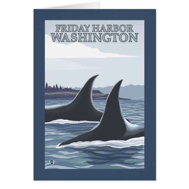 Orca Whales #1 - Fredag Harbour, Washington Hälsningskort (Framsidan)