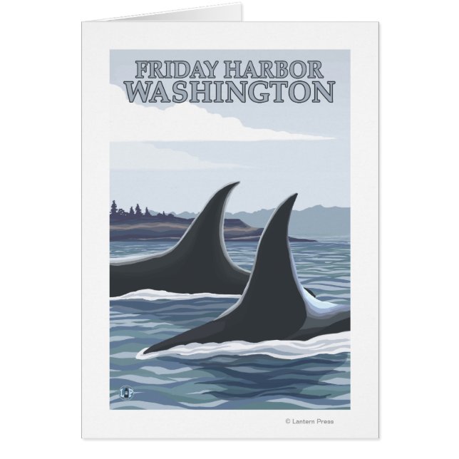 Orca Whales #1 - Fredag Harbour, Washington Hälsningskort (Framsidan)