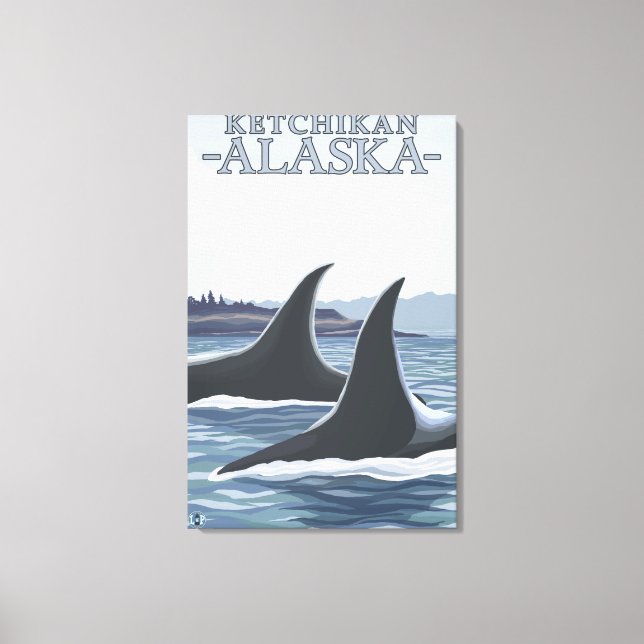 Orca Whales #1 - Ketchikan, Alaska Canvastryck (Framsida)