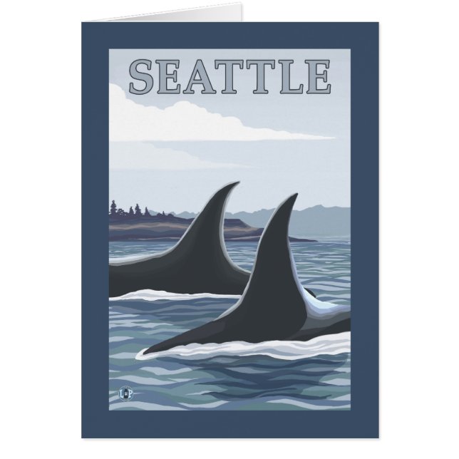 Orca Whales #1 - Seattle, Washington Hälsningskort (Framsidan)