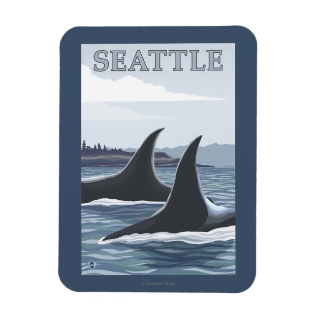 Orca Whales #1 - Seattle, Washington Magnet (Vertikal)
