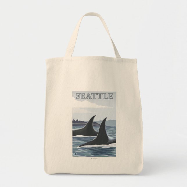 Orca Whales #1 - Seattle, Washington Tygkasse (Framsidan)