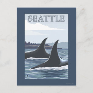 Orca Whales #1 - Seattle, Washington Vykort