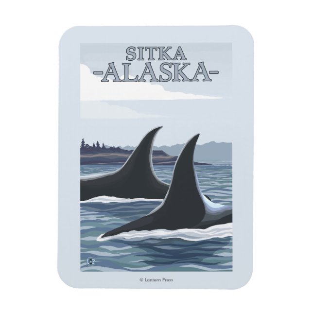 Orca Whales #1 - Sitka, Alaska Magnet (Vertikal)