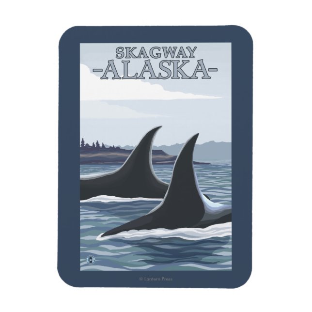 Orca Whales #1 - Skagway, Alaska Magnet (Vertikal)