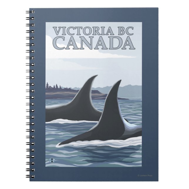 Orca Whales #1 - Victoria, BC Kanada Anteckningsbok Med Spiral (Framsidan)