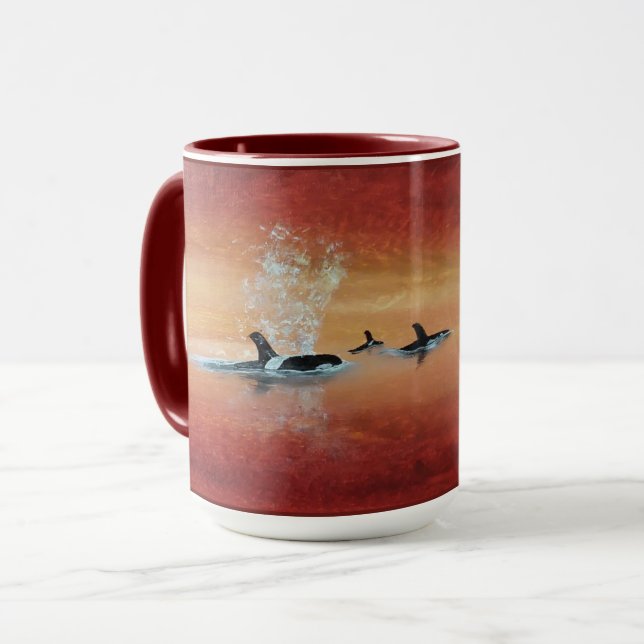 Orca Whales! Killer valar i solnedgång Mugg (Framsida vänster)