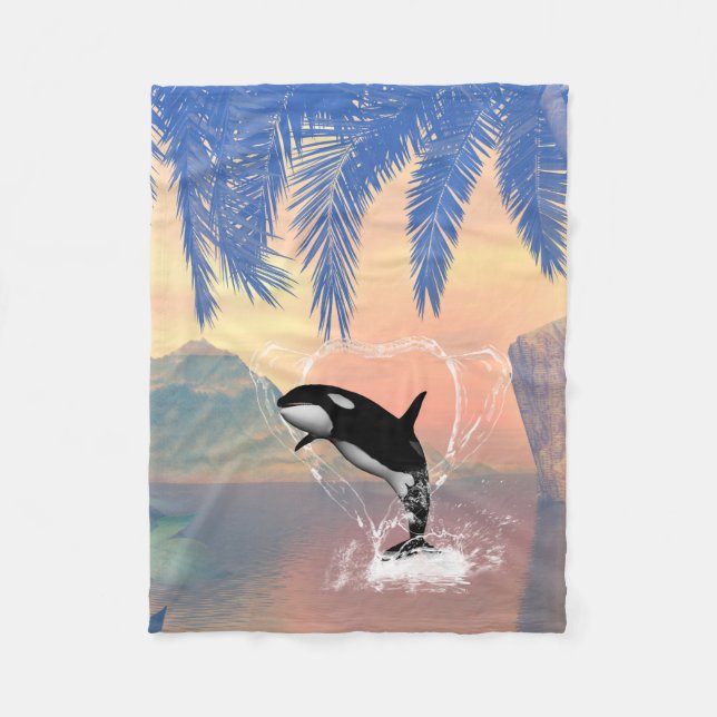 Orcabanhoppning till och med en hjärta fleecefilt (Framsidan)