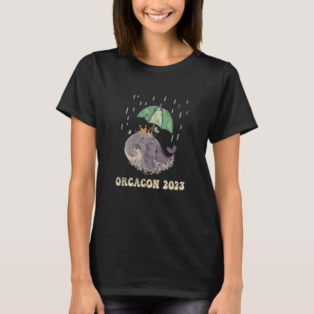 Orcacon 2023 Cute Whale Umbrella Rain T Shirt (Framsida)