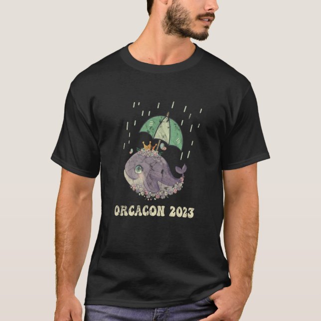 Orcacon 2023 Cute Whale Umbrella Rain T Shirt (Framsida)