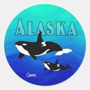 Orcas Alaska - Kuvert Stickers Runt Klistermärke