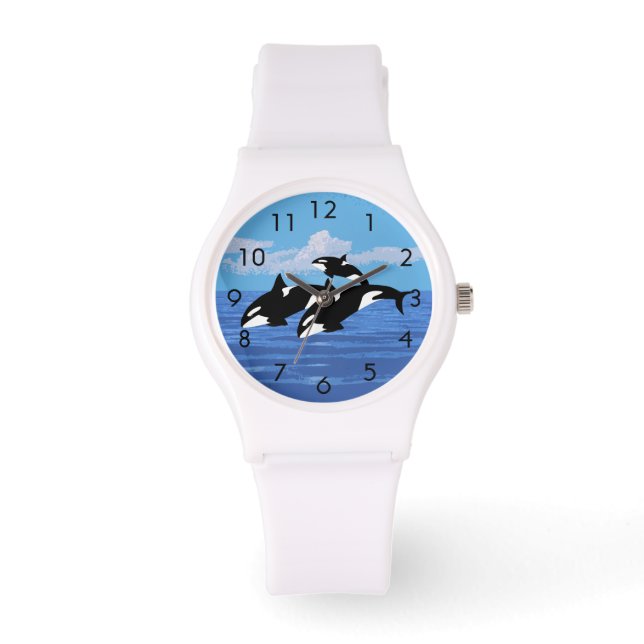 Orcas Anpassningsbar Sporty White Silicon Watch Armbandsur (Framsida)